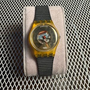 Swatch Vintage 1988 Gent GK110 “Dark Vader” Watch - New Battery